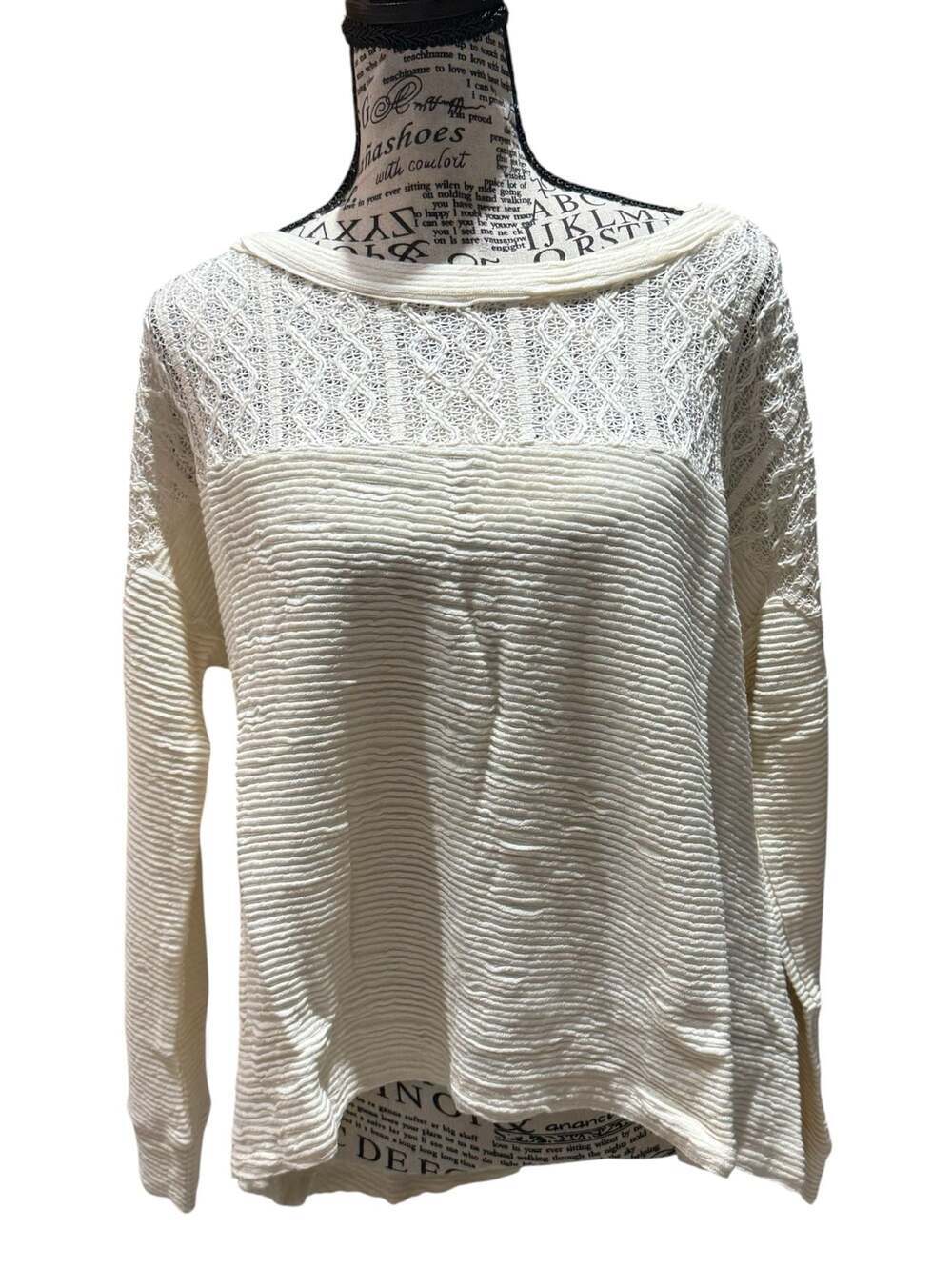 Saturday Sunday Textured Lace Knit Sweater – Size Medium – NWOT